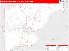 Kennewick-Richland Metro Area Digital Map Red Line Style